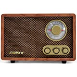 LoopTone AM FM Vintage Radio with Bluetooth Play Mp3 ,Retro Wood Table Radio for Kitchen Living Room with Rotary Knob